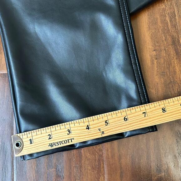 ABERCROMBIE & FITCH The 90s Straight Pants Black Vegan Leather Moto - Picture 13 of 13